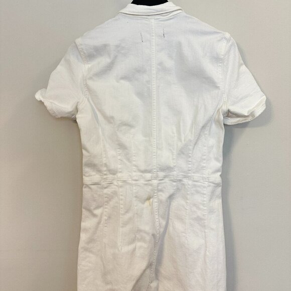 FREE PEOPLE Jayde Denim Flared Jumpsuit in Pure White Size Large - Picture 9 of 10